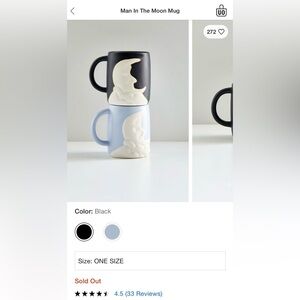Two Urban Outfitters man in the moon mugs (one pair)
